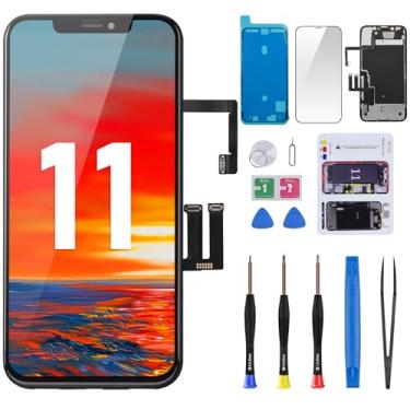 Imagem de DGSCSMY Para Iphone 11 Substituição De Tela 6.1" Montado Com Conjunto Alto-Falante Fone Ouvido 3D Touch Display Lcd Digitalizador Kit Ferramentas Reparo Parafuso Magnético Tapete E Vidro A2111 A2223