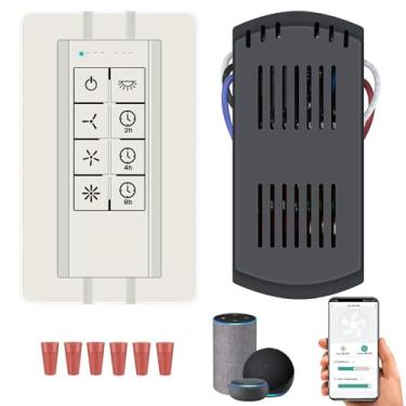 Imagem de FEKOTS Controle Remoto Universal Para Ventilador De Teto Inteligente Com Dimmer, Dispositivos Domésticos Inteligentes Compatíveis Alexa E Google Assistente, Parede Wi-Fi 3 Velocidades, Interruptor L