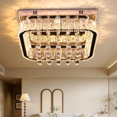 Imagem de YPQXYHDA Luminária De Teto Moderna Embutida, Lustre Retangular Em Formato Gota Chuva, Grande Cristal Para Sala Jantar, Estar, Cozinha Com Ilha (Quente)