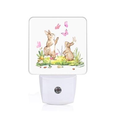 Imagem de SLHFDKL Luz Noturna De Coelhos Fofos Com Borboletas, Lâmpada Parede Sensor Anoitecer E Amanhecer, Led 0,5 W Eficiência Energética Para Meninos Meninas, Decoração Casa Adultos