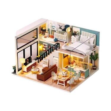 Imagem de Casa de Boneca em Miniatura de Madeira 3D - DIY com Luzes LED - Aparta
