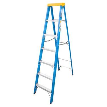 Imagem de Escada Tesoura em Fibra e Alumínio 7 Degraus 2,10 metros Linha Premium