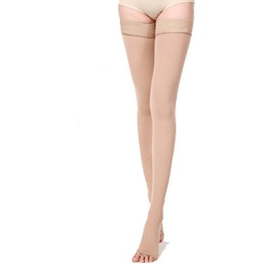 Imagem de Meias de compressão 20-30 mmHg para corrida, altura do joelho para mulheres e homens., Nude(open), Small