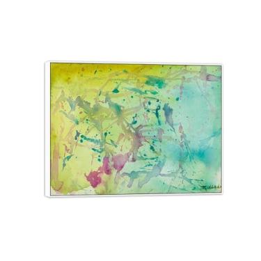 Imagem de MUHJDYC Zao Wou-ki Pintura famosa abstrata - imagem de arte em tela - arte de parede para sala de estar - reprodução de impressões (sem título 5) moldura branca 60x80cm-23x31in