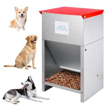 Imagem de COZOFU Alimentador para cães - Estação de ração de metal galvanizado para uso interno e externo - Dispensador automático alimentado por gravidade adequado para raças de cães pequenos, médios e grandes
