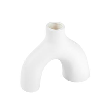 Imagem de Restaurantware - Vaso de flores de mesa, 1 vaso em forma de arco - Minimalista, moderno, vaso decorativo de cerâmica branca, use flores frescas ou artificiais, na cozinha, sala de estar, escritório e