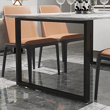 Imagem de Pernas de mesa de metal 71 cm de altura 89 cm de largura pernas de móveis resistentes, pernas de mesa modernas vários usos para mesa de jantar mesa de centro (forma retangular, 2 peças)-preto