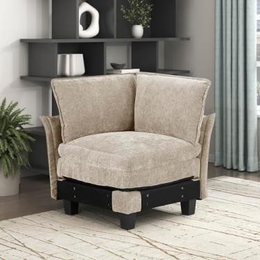 Imagem de Lexicon Sofá secional modular, módulo para sofá secional, assento de canto, capa de almofada removível, estofamento macio, moldura durável, conforto personalizável, cinza claro de chenille