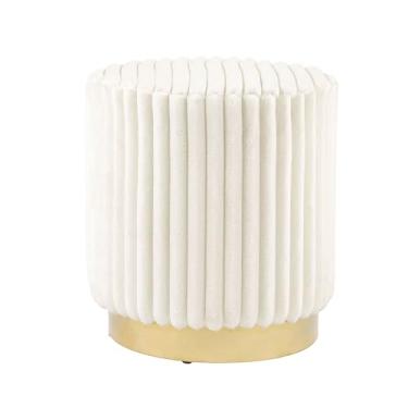 Imagem de Furniture of America Vail Modern Otomano estofado de 43 cm com tufos de canal e base de aço inoxidável dourado, cadeira de toucador, banquinho pequeno para quarto, sala de estar, entrada, bege