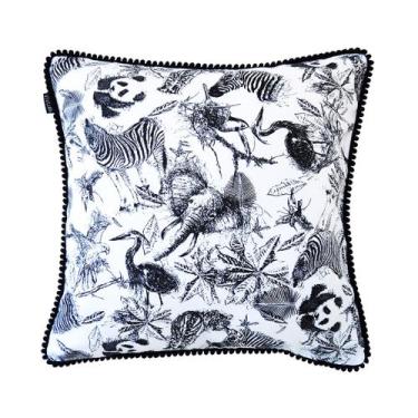 Imagem de Capa de almofada VivaIN infantil zoo branca e preta - VivaIN Decoraçõe