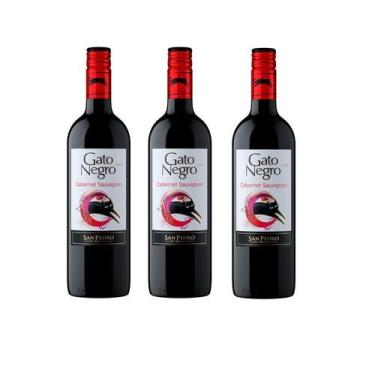 Imagem de Kit Vinho Gato Negro Cabernet Sauvignon 750ml 3 unidades