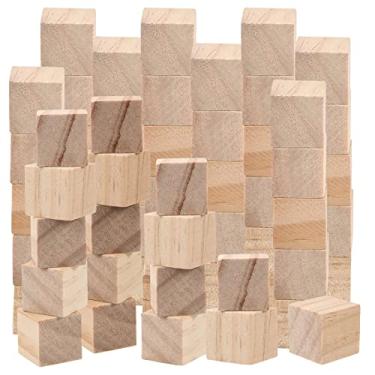 Imagem de JEUIHAU 600 Peças De Blocos Madeira 3/4", Mini Cubos Inacabados, Quadrados Natural Para Quebra-Cabeças, Artesanato E Projetos "Faça Você Mesmo"