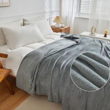 Imagem de Manta Microfibra Lisa Casal Soft Macia Grafite - BETT DESIGN