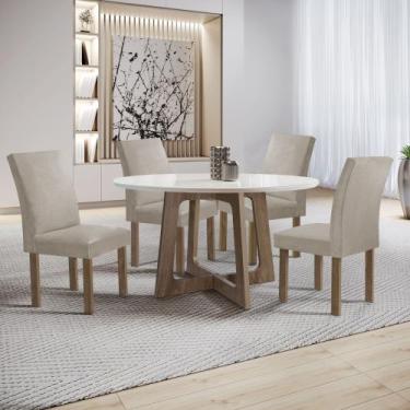 Imagem de Conjunto Mesa Arizona 120cm com 4 Cadeiras Canela Tampo Redondo Plus c