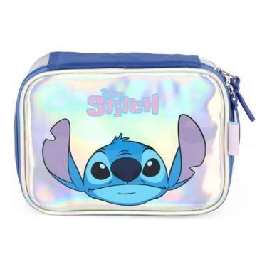 Imagem de Estojo Box Holográfico Stitch Disney Menina Escolar 100 Pens