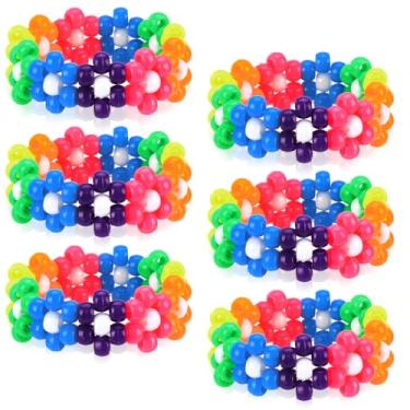 Imagem de Pulseiras de flores Kandi que brilham no escuro pulseiras elásticas para doces rave multicoloridas com contas de flor Kandi Cuff acessórios de rave joias música lembrancinha de festa para mulheres
