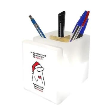 Imagem de Porta Lápis Caneta Decorativo para mesa de Escritório/Estudo Luminária com Mensagem de Namorados de Natal.
