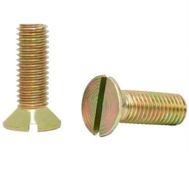 Imagem de Parafuso Rosca Maquina Cabeça Chata C/ Fenda M6 x 12 MA Ferro Bicrom. C/ 100pçs