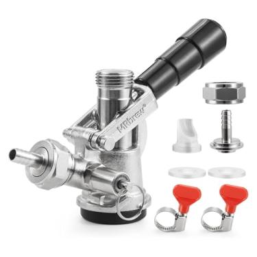 Imagem de MRbrew Acoplador de barril, O.D 1/10.2 cm Draft Beer Tailpiece Commercial Sankey Kegerator D System Sonda de aço inoxidável Corpo de latão 5/40.6 cm Dispensador de torneira de barril de farpa a gás