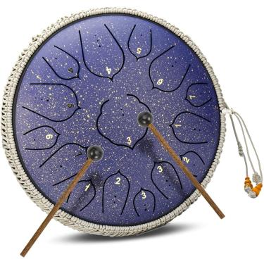 Imagem de 15 Notas 14 Polegadas Conjunto De Bateria De Língua De Aço D Instrumento De Percussão Chave Para Ioga Meditação Entretenimento Concerto Educação Musical Com Bolsa De Viagem E Ma, Purple