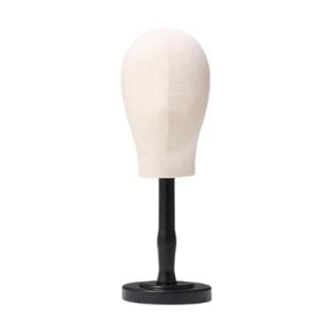 Imagem de Ysyqkn Suporte para Peruca, Cabeça de Manequim, Tecido, Suporte para Chapéu, Suporte Multifuncional para Exibição de Perucas, Cabeça de Manequim para Cobertu, Meio Preto