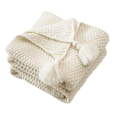Imagem de Cobertor de lã fofo para sofá para cama adulto feminino masculino casal solteiro para escritório cochilos casual confortável macio tecido respirável (branco, 130 x 170 cm)