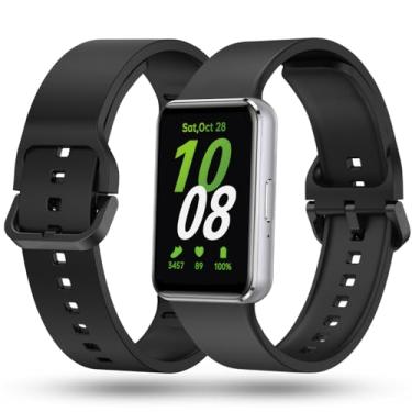 Imagem de GOHHME Pulseira de silicone para Samsung Galaxy Fit3 compatível com Samsung Fit3, pulseira esportiva à prova d'água para Samsung Galaxy Fit3 para homens e mulheres 2024, preta