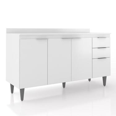 Imagem de Balcão De Cozinha Com Tampo 150cm Pérola Branco Z34 - Mpozenato