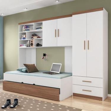 Imagem de Jogo de Quarto Infantil Theo MDP Branco  Carvalho - Sallar Home