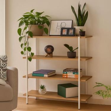 Imagem de Estante Strassis Design SD-3080 Metal e MDF Cor: Branca