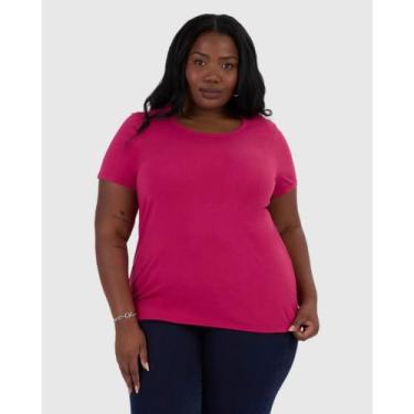 Imagem de Blusa Manga Curta Feminina Plus Size Malwee Ref. 87841, Rosa 2511, G1