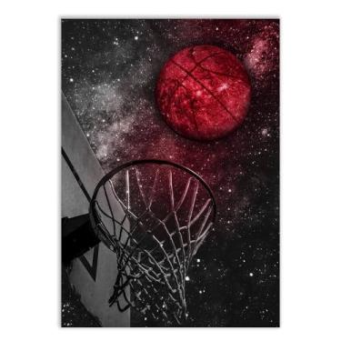 Imagem de Placa Decorativa Basquete Boa Lua Cesta Quadra Ilustração Decoração Poster Quarto Sala
