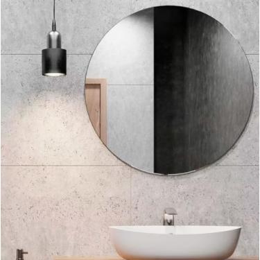 Imagem de Espelho Redondo Autocolante 30cm Decorativo Lapidado de Parede Banheiro Multiuso