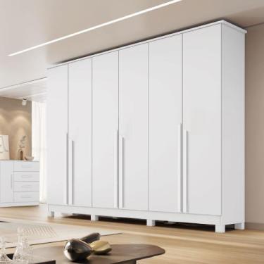 Imagem de Guarda Roupa Casal 6 Portas com Pés em MDF Bianca Bianchi, Branco