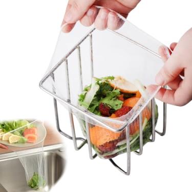 Imagem de WYIRONG 200 peças grande saco de filtro descartável de malha de cozinha para rack de lixo Meshmate, coador de pia elástico antientupimento coador de ralo coletor de cozinha resíduos de alimentos lixo