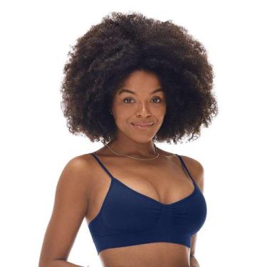 Imagem de Sutiã Top Alça Fina Regulável com Bojo Removível sem Costura Marinho Z