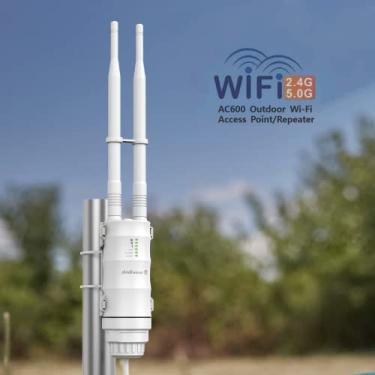 Imagem de WAVLINK Extensor WiFi para ambientes externos, à prova de intempéries, AC600 Dual Band WiFi Booster e amplificador de sinal, longo alcance até 500 m, ponto de acesso, porta Ethernet, para casa grande.
