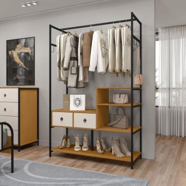 Imagem de Modulo Closet Tubular 120cm X 186cm Sevilha Preto/Marrom/Off White