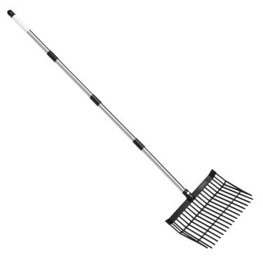 Imagem de TOXYMHO Garfo de estrume, cabeça de substituição para garfo de estrume de estrume de estrume de cavalo de plástico pesado com haste de extensão emendada de 169 cm, garfo de cabo longo para feno