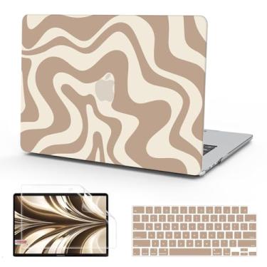 Imagem de B BELK Compatível com MacBook Air 13 polegadas 2025 2024 2023 2022 versão M4 M3 M2 A3240 A3113 A2681, capa rígida de plástico para MacBook Air 13,6 polegadas + capa de teclado + protetor de tela, onda