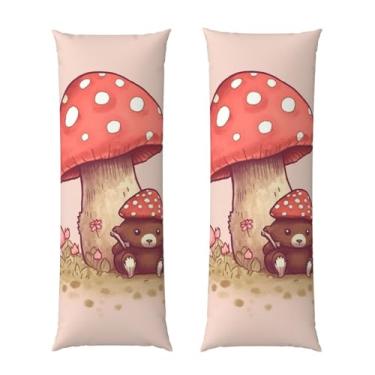 Imagem de Capa de travesseiro corporal com zíper oculto, fronha longa de microfibra macia e respirável para travesseiro corporal, capas de travesseiro de urso e cogumelo para dormir, presente de cama, 50 x 137