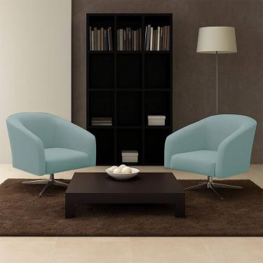 Imagem de Poltrona Decorativa Giratória Cromada Kit 2 Stella Cotelê Ext/Veludo D03 - D`Rossi