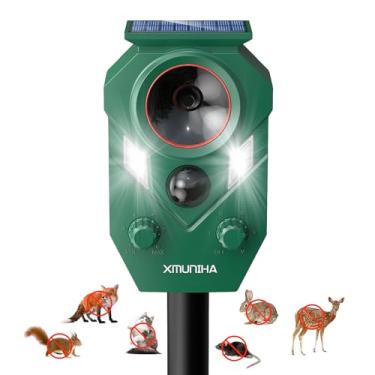 Imagem de Repelente solar ultrassônico de animais ao ar livre, repelente de cervos para quintal com sensor RIP, repelente de esquilos à prova d'água IP65, gato dissuasor eficaz, guaxinins, gambás, coelhos