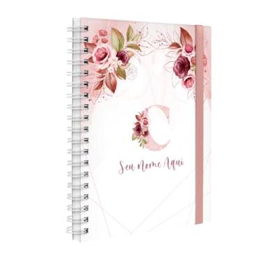 Imagem de Agenda Planner Semanal Plus 2026 Personalizada Monograma Floral Letra C (Branco E Rosa)