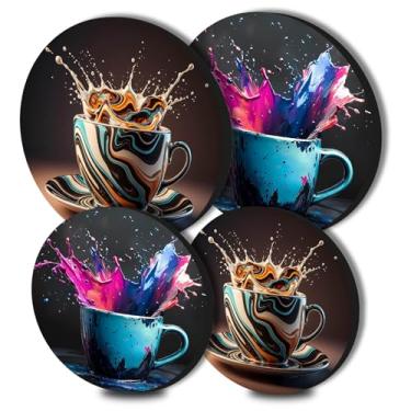 Imagem de Aihonmin Capas Para Fogão Elétrico Coffee, Conjunto De 4 Redondas 8" E 10", Tampa Metal A Gás, Decoração Cooktop Moderno, Cozinha