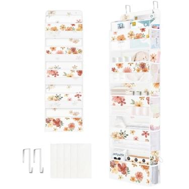 Imagem de Clastyle Organizador de flores sobre a porta, organizador de folhas para berçário para mulheres, meninas, roupas, fraldas, brinquedos, armário, porta, prateleira, armazenamento para quarto, banheiro