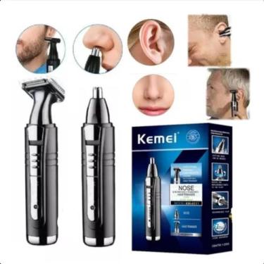 Imagem de Aparador Nariz Barba Orelha Máquina Kemei Compacto Elegante Preto - FA