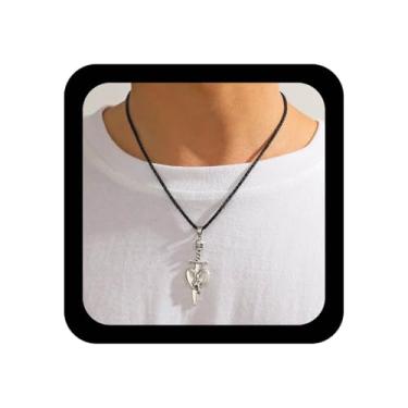 Imagem de Xduargs Colar com pingente de espada boho, vintage, punhal, gótico, espada, coração, gargantilha, prata, coração, corrente de amor, colares para mulheres