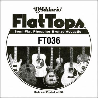 Imagem de D'Addario Corda única para guitarra acústica FT036 Semi-Flat Phosphor Bronze, 036