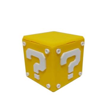 Imagem de Cubo Interrogação Porta Objetos c/Tampa 5 cm 3D Mario Gamer Mesa Escritório Geek